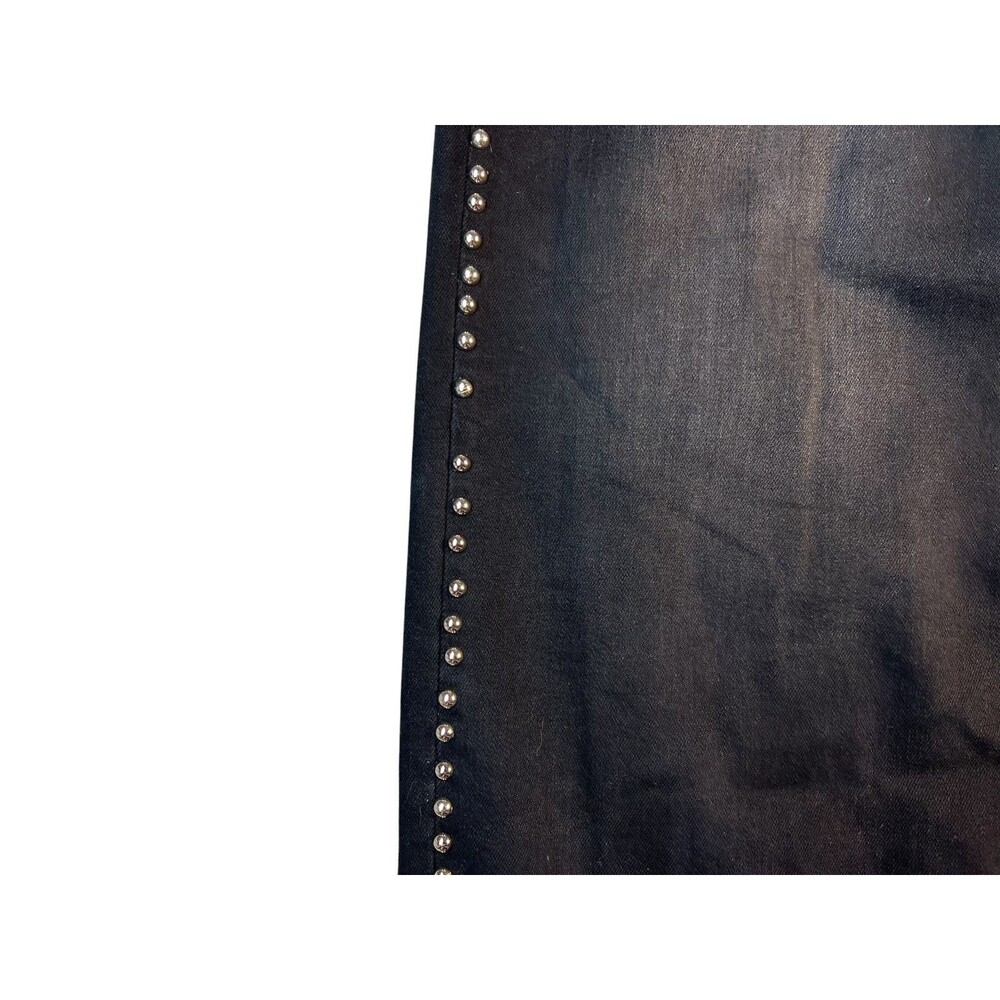 Vervet High Rise Long Wide Jeans Studded Black Denim Size 26 - Picture 7 of 12